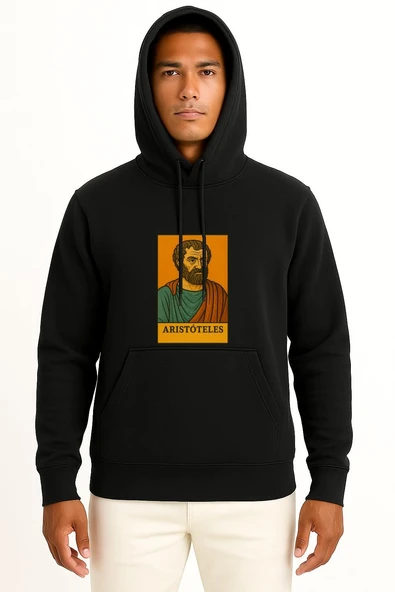 Kapüşonlu Aristoteles Matematik Filozofu Göğüs Tasarımlı Unisex Sweatshirt - Resim 11