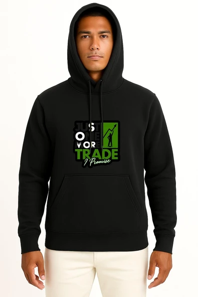 Kapüşonlu Investor Stock Market Trader Sticker Göğüs Tasarımlı Unisex Sweatshirt - Resim 11