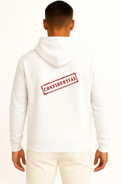 Kapüşonlu Confidentiality Secrecy Document Cep ve Sırt Tasarımlı Unisex Sweatshirt - Resim 11