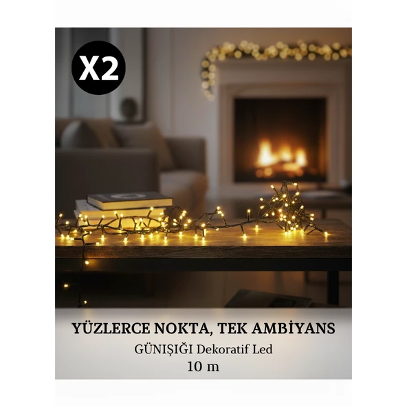 2 X 10 Metre Dekoratif Peri LED Şerit Günışığı Yeni Nesil Süsleme Lambası ürün görseli 1