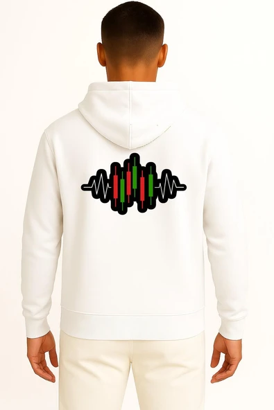 Kapüşonlu Tradingview - Borsa Yükseliş Düşüş Mumları Cep ve Sırt Tasarımlı Unisex Sweatshirt - Resim 11