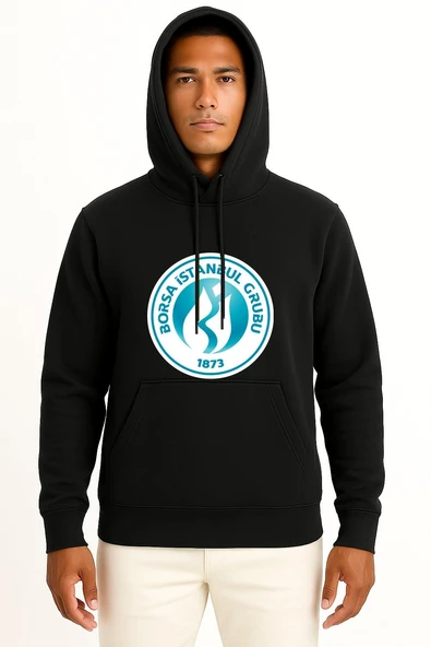 Kapüşonlu Borsa Istanbul Exchange Göğüs Tasarımlı Unisex Sweatshirt - Resim 11