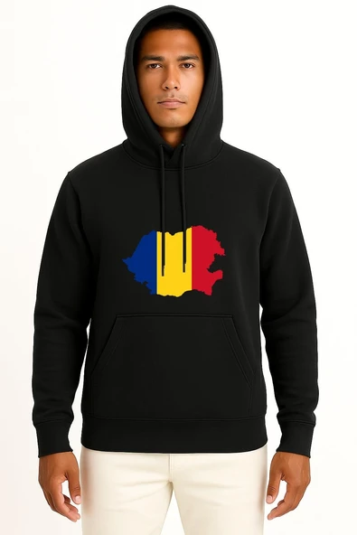Kapüşonlu Flag Of Romania Göğüs Tasarımlı Unisex Sweatshirt - Resim 11