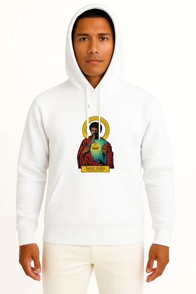 Kapüşonlu Saint Jules Shepherd Of The Weak Göğüs Tasarımlı Unisex Sweatshirt ürün görseli