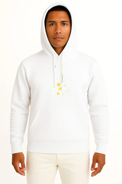 Kapüşonlu Stop Pause And Play Göğüs Tasarımlı Unisex Sweatshirt - Resim 7