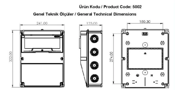 NEAD Kombinasyon Kutusu 2 Adet 3x25 Trifaze Priz + 2 Adet 1x16 Monofaze Priz Montajlı Kombinasyon Panosu - Resim 2