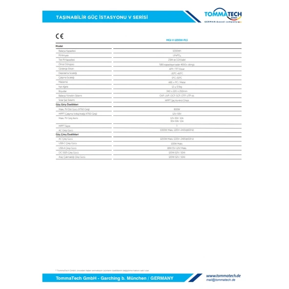 TommaTech 1030Wh Taşınabilir Güç Kaynağı - Resim 3
