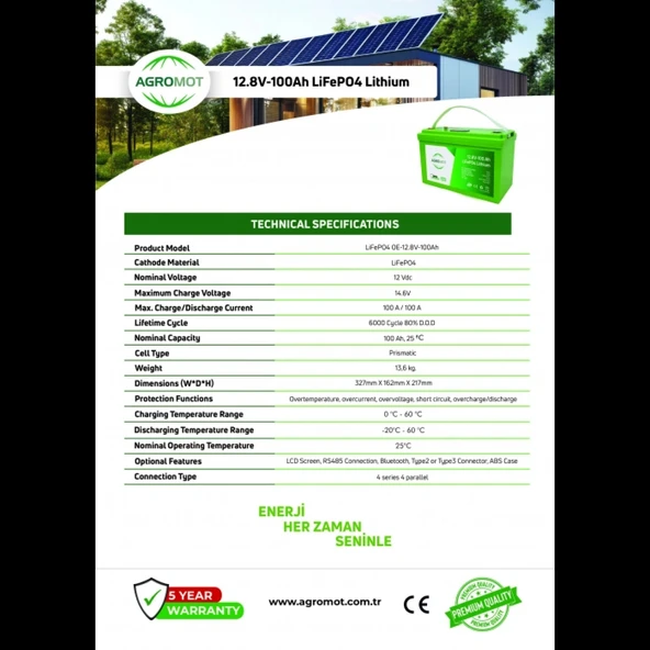 Agromot 12V 100Ah Lityum Batarya - 2