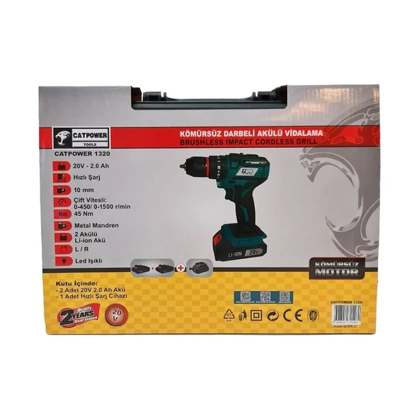 CatPower 1320 20 V 2 Ah Çift Akülü Darbeli Vidalama Makinesi - Resim 3