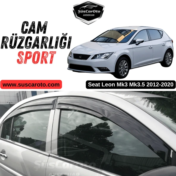 Seat Leon Mk3 Mk3.5 2012-2020 Uyumlu Mugen Cam Rüzgarlığı Seti Piano Black 4'lü İthal Parlak Siyah ürün görseli