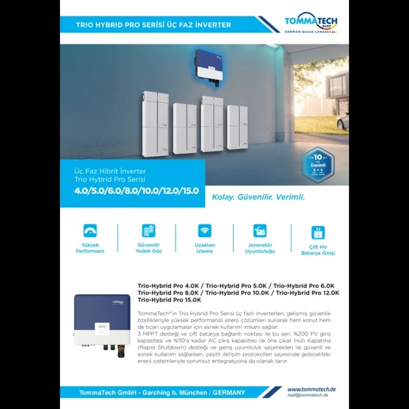 TommaTech Trio Hybrid Pro 15KW Hibrit İnverter - 2