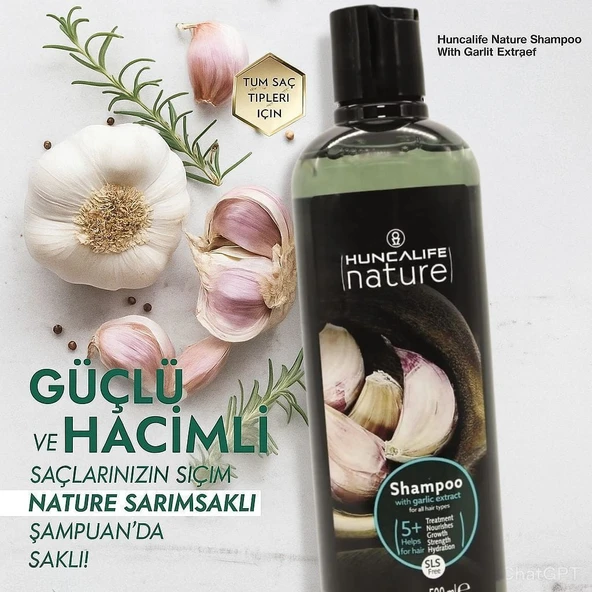 HUNCALİFE Nature Sarımsaklı Şampuan 500 Ml - 3