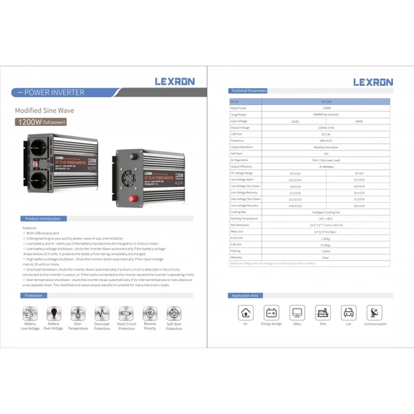 Lexron 1200W 24V Modifiye Sinüs İnverter - 2