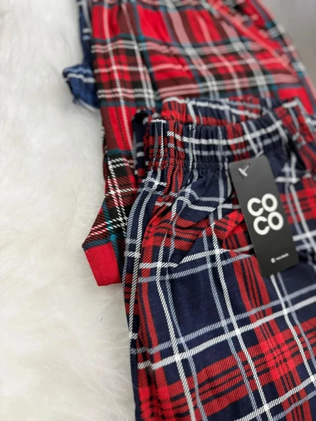 UNİSEX PENYE PİJAMA TEK ALT LARGE KIRMIZI - Resim 3