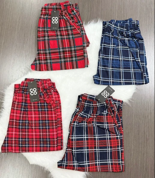 UNİSEX PENYE PİJAMA TEK ALT LARGE KIRMIZI - Resim 2