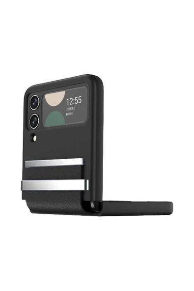 Litae Trend BFS Samsung Galaxy Z Flip 4 Kılıf Belt Flip Kapak - Siyah - Resim 4