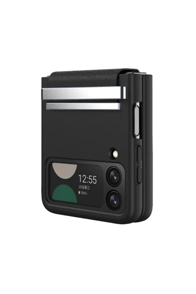 Litae Trend BFS Samsung Galaxy Z Flip 4 Kılıf Belt Flip Kapak - Siyah - Resim 5