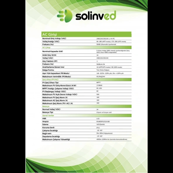 SOLİNVED GORDİON SERİSİ 5KW 24V MPPT OFF-GRID İNVERTER - 3