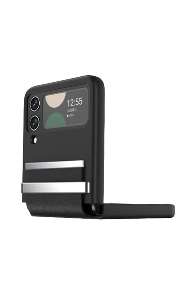 Litae Trend BFS Samsung Galaxy Z Flip 3 Kılıf Belt Flip Kapak - Siyah - Resim 4