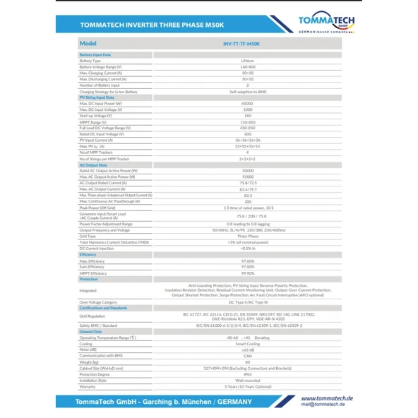 TommaTech Trio-Hybrid Maxi Serisi 50kW Trifaze Hibrit İnverter - 3