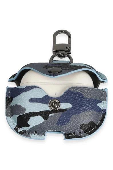 Litae Trend BFS Airpods Pro 2 (2.nesil) Çanta Kamuflaj Deri Kılıf - Mavi - 3