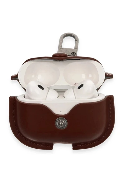 Litae Trend BFS Airpods Pro 2 (2.nesil) Çanta Deri Kılıf - Kahverengi - 3
