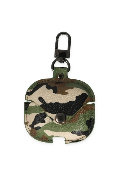 Litae Trend BFS Airpods Pro 2 (2.nesil) Çanta Kamuflaj Deri Kılıf - Yeşil