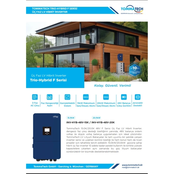 TommaTech Trio Hibrit F Serisi 20kW LV Hibrit İnverter - 2