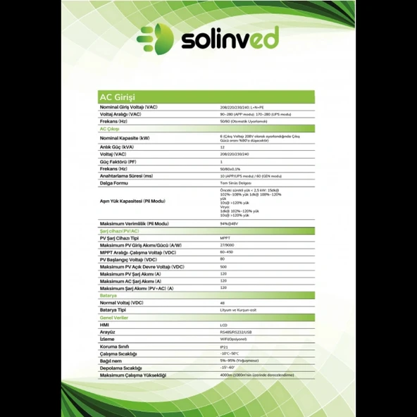 SOLİNVED GORDİON SERİSİ 6KW 48V MPPT OFF-GRID İNVERTER - 3