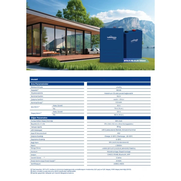 TommaTech PB Serisi 51.2V 100Ah LFP Lityum Batarya - 3