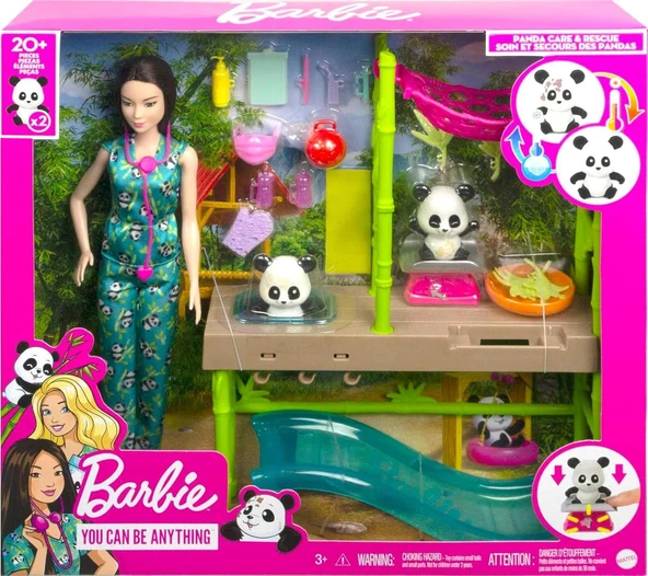Barbie Panda Bakımı Oyun Seti ve Aksesuarları, Renk Değişimi Özelliği ve 20'den Fazla Parça