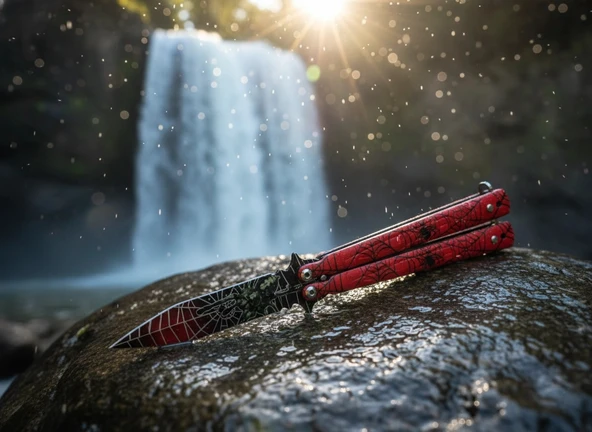 AlsepeteAvm Kırmızı Ağ Baskılı Tanto Kamp Çakısı ürün görseli