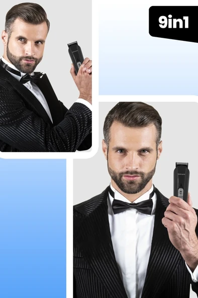 GOLDMASTER Filinta 9 In 1 Standlı Kablosuz Kablolu Hızlı Şarj Erkek Bakım Seti (ADAPTÖRLÜ) - Resim 4