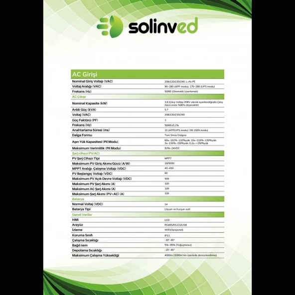 SOLİNVED GORDİON SERİSİ 3.6 KW 24V MPPT OFF-GRID İNVERTER - 3