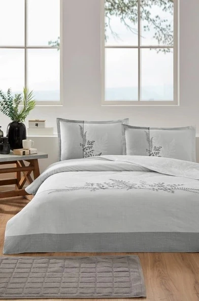 Özdilek Helecho Gri Çift Kişilik %100 Pamuk Nevresim Takımı - 2