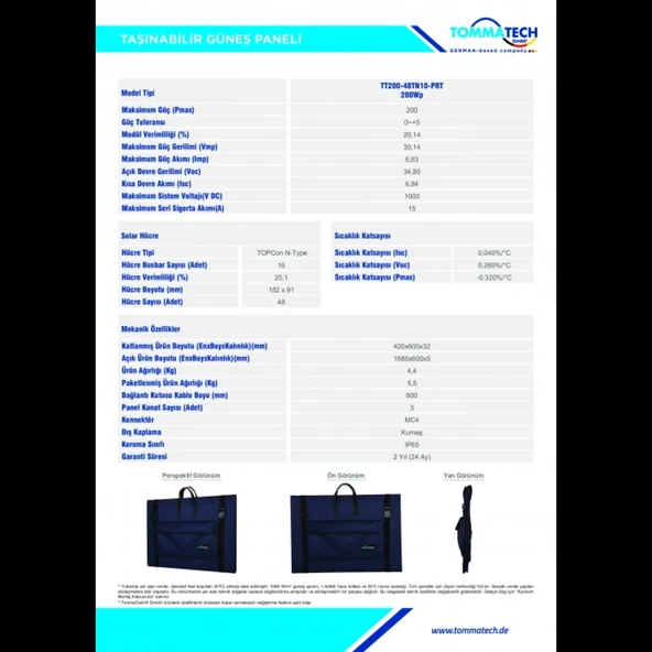TommaTech 200W Katlanabilir Güneş Paneli - 4