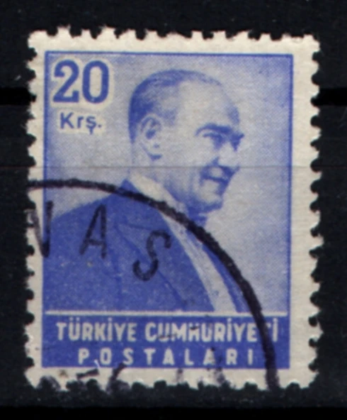 EABİ-1955 Yılı ATATÜRK (Sağa bakan Portre) Posta Pulları 20 Kuruş (tp0521) İsfila 1826