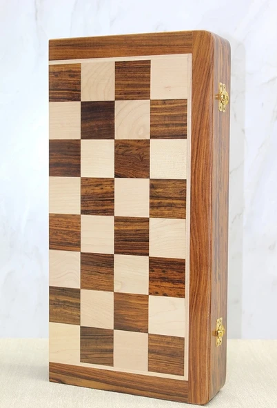 Mıknatıs Taşlı Ahşap Katlanabilir Kutulu Satranç Oyunu 40 Cm G225 - Resim 2
