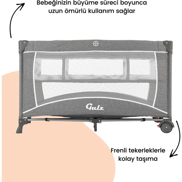 Raftel Oyun Parkı Park Yatak Bebek Beşik 70X120 cm - Resim 4