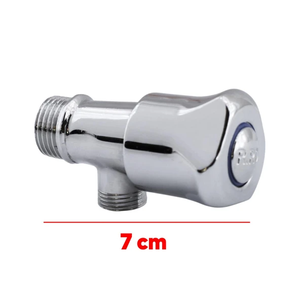 Taharet Musluğu Çevirmeli Döküm Metal Rezervuar Ara Musluk Wc Klozet Alafranga Flex Hortum Bağlantı - Resim 3