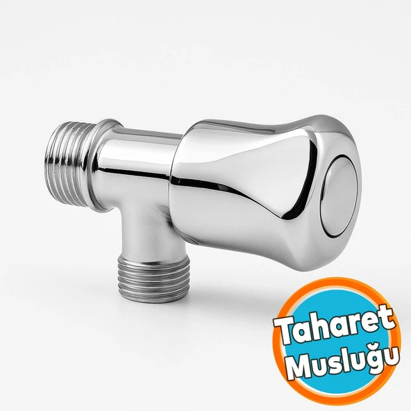 Taharet Musluğu Çevirmeli Döküm Metal Rezervuar Ara Musluk Wc Klozet Alafranga Flex Hortum Bağlantı ürün görseli