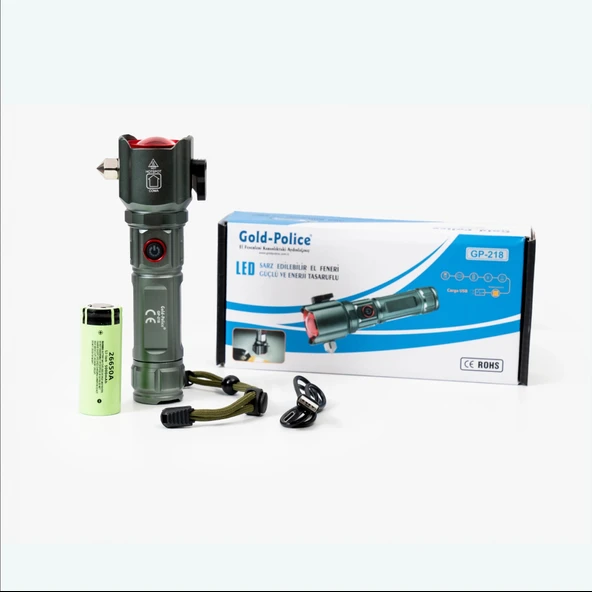 Gold Police Gp-218 Acil Durum El Feneri Güçlü Tg Led 3000 Lümen - Resim 3
