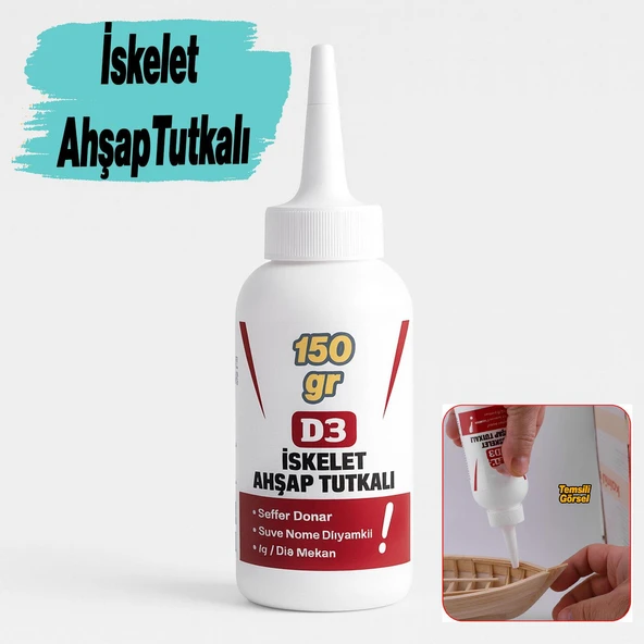 İskelet Ahşap Tutkalı Hazır 150 gram Şeffaf D3 Tahta Mdf Sunta Kumaş Kağıt DIY Uygulama Yapıştırıcı ürün görseli