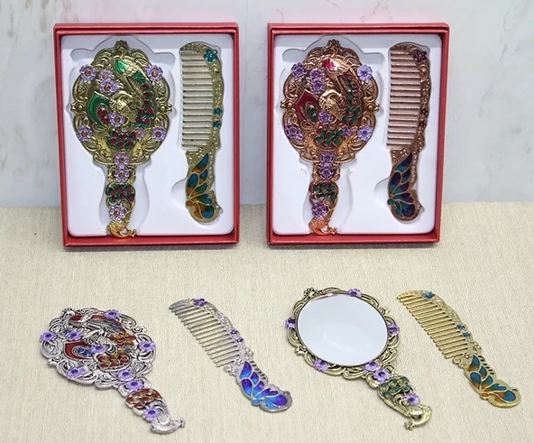 Tavuskuşu Ayna Ve Tarak Seti Küçük Boy Alk4988 ürün görseli 1