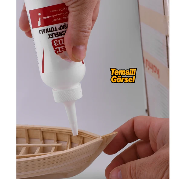 İskelet Ahşap Tutkalı Hazır 150 gram Şeffaf D3 Tahta Mdf Sunta Kumaş Kağıt DIY Uygulama Yapıştırıcı - Resim 4