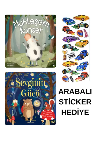 ARABALI STİCKER HEDİYELİ - OKUL ÖNCESİ RESİMLİ KİTAPLAR MASAL - MUHTEŞEM KONSER - SEVGİNİN GÜCÜ ürün görseli