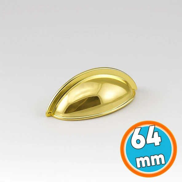 Mobilya Çekmece Dolap Kapak Kulpu Modern Mutfak Kulpları Kulp 64 mm Gold Altın Renk Metal ürün görseli