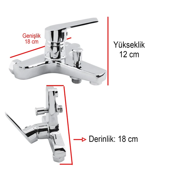 Banyo Bataryası Duvar Tipli Lavabo Mutfak Duş Musluğu Lüks Batarya Sıcak Soğuk Çift Su Girişli - Resim 4