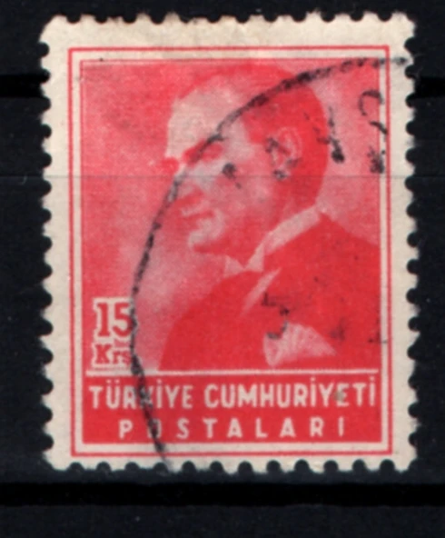 EABİ-1955 Yılı ATATÜRK (Sola bakan Portre) Posta Pulları 15 Kuruş (tp0523) İsfila 1801 ürün görseli