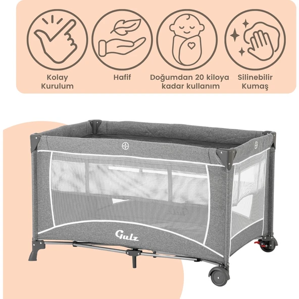 Raftel Oyun Parkı Park Yatak Bebek Beşik 70X120 cm - Resim 2